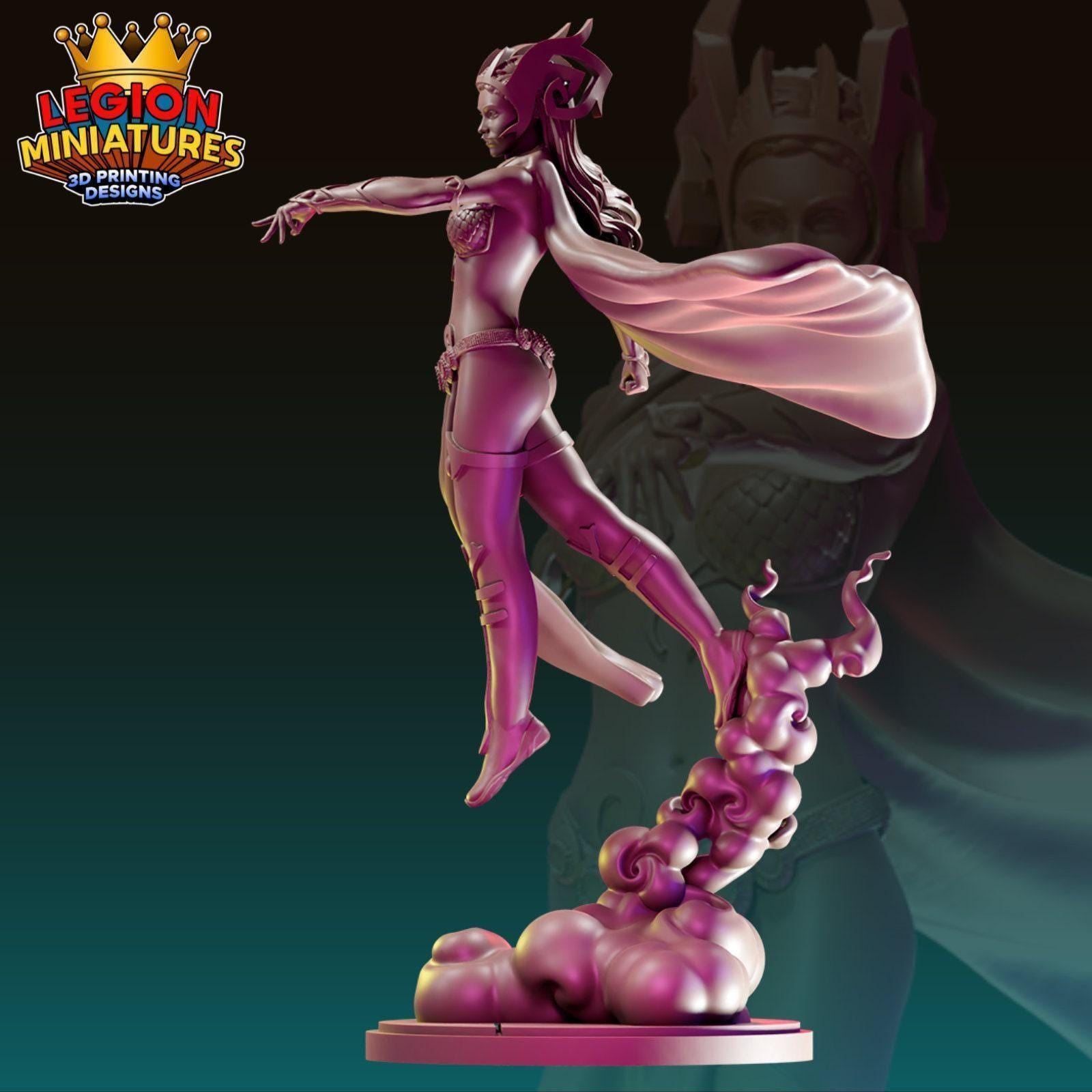 3D Printed Miniature Circe - MCP Style Resin Miniature Basing Topper 32mm Scale