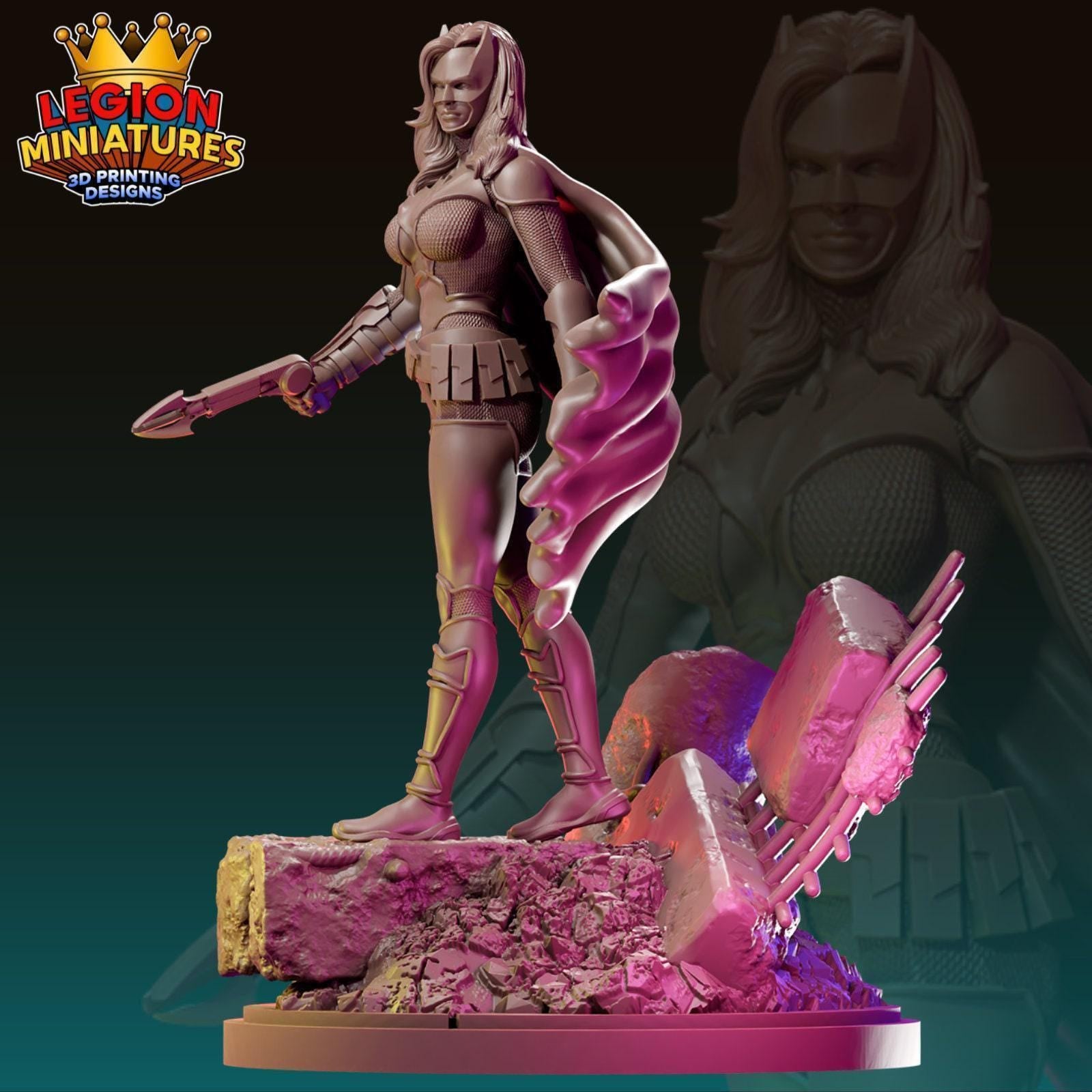 Bright Red Bat 3D Printed Miniature - MCP Style Mini Basing Topper 32mm Scale Figure