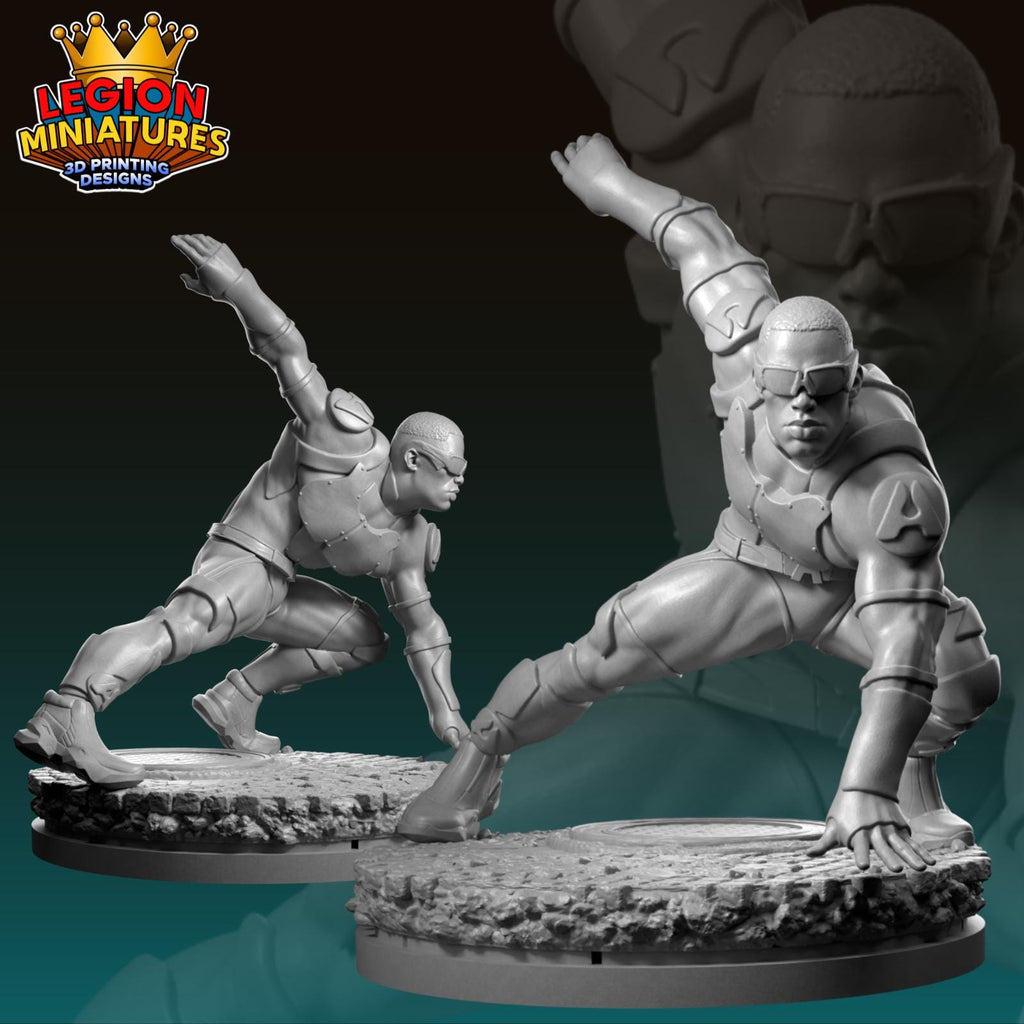 two action figures of soldiers, one in a crouching position and the other in a standing position, both wearing helmets and armor.