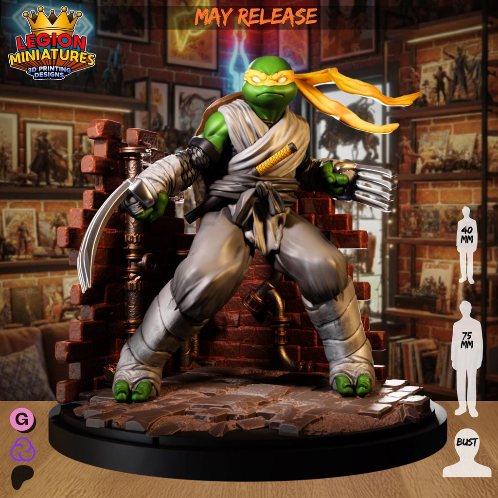MCP Style 3D Print Miniature: Ninja Turtle Figure (32mm, 40mm, 75mm)
